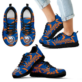 Zig Zag Circle Dizzy Excellent Nice Logo New York Islanders Sneakers