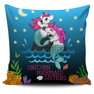 Unicorn Mermaid Sisters Pillow Covers
