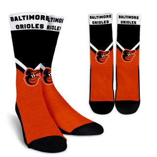 Ideal Fashion Curved Great Logo Baltimore Orioles Crew Socks