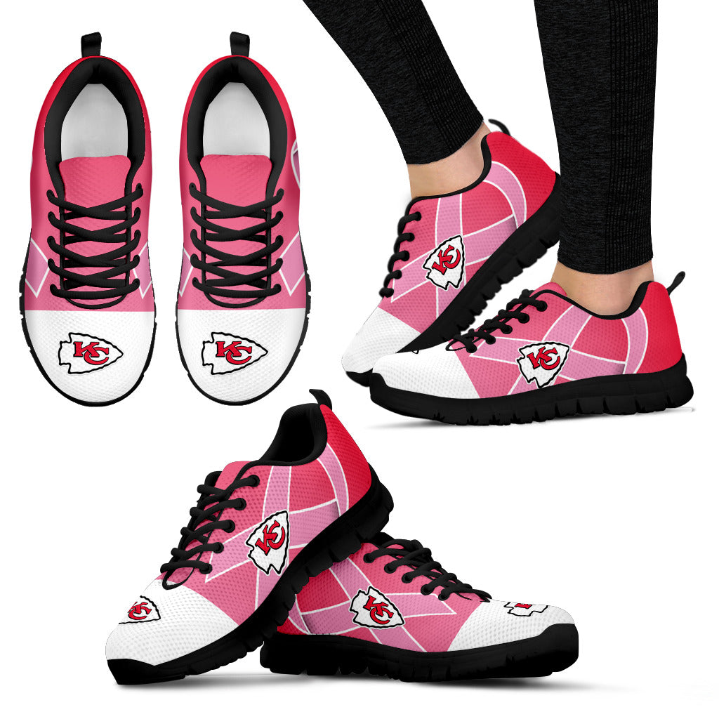 Kansas City Chiefs Cancer Pink Ribbon Sneakers