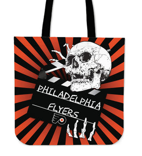 Clapper Film Skull Philadelphia Flyers Tote Bags