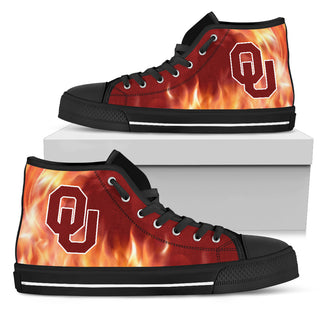 Fighting Like Fire Oklahoma Sooners High Top Shoes