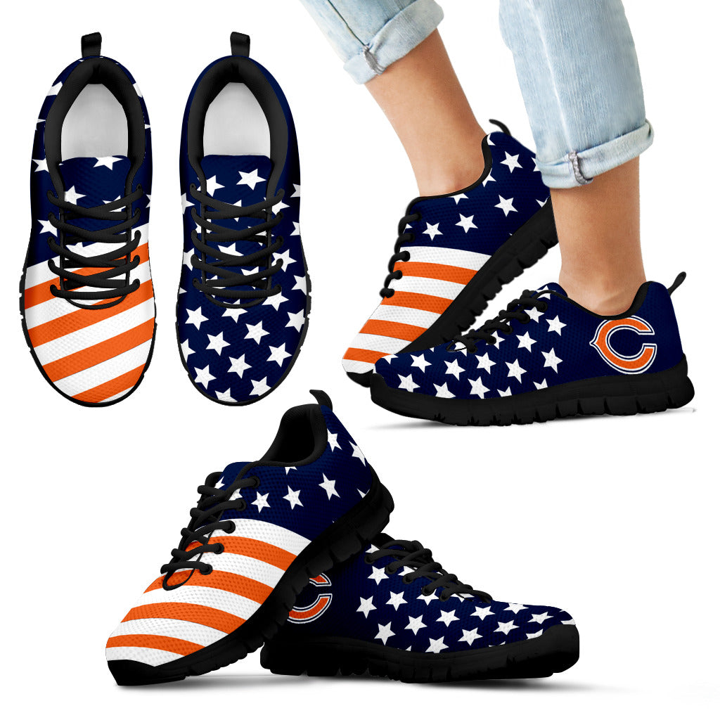America Flag Full Stars Stripes Chicago Bears Sneakers