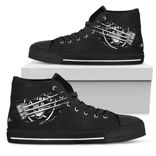 Scratch Of The Wolf Oakland Raiders High Top Shoes
