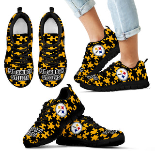 Puzzle Logo With Pittsburgh Steelers Sneakers