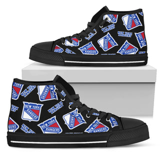 Script Logo Pattern New York Rangers High Top Shoes