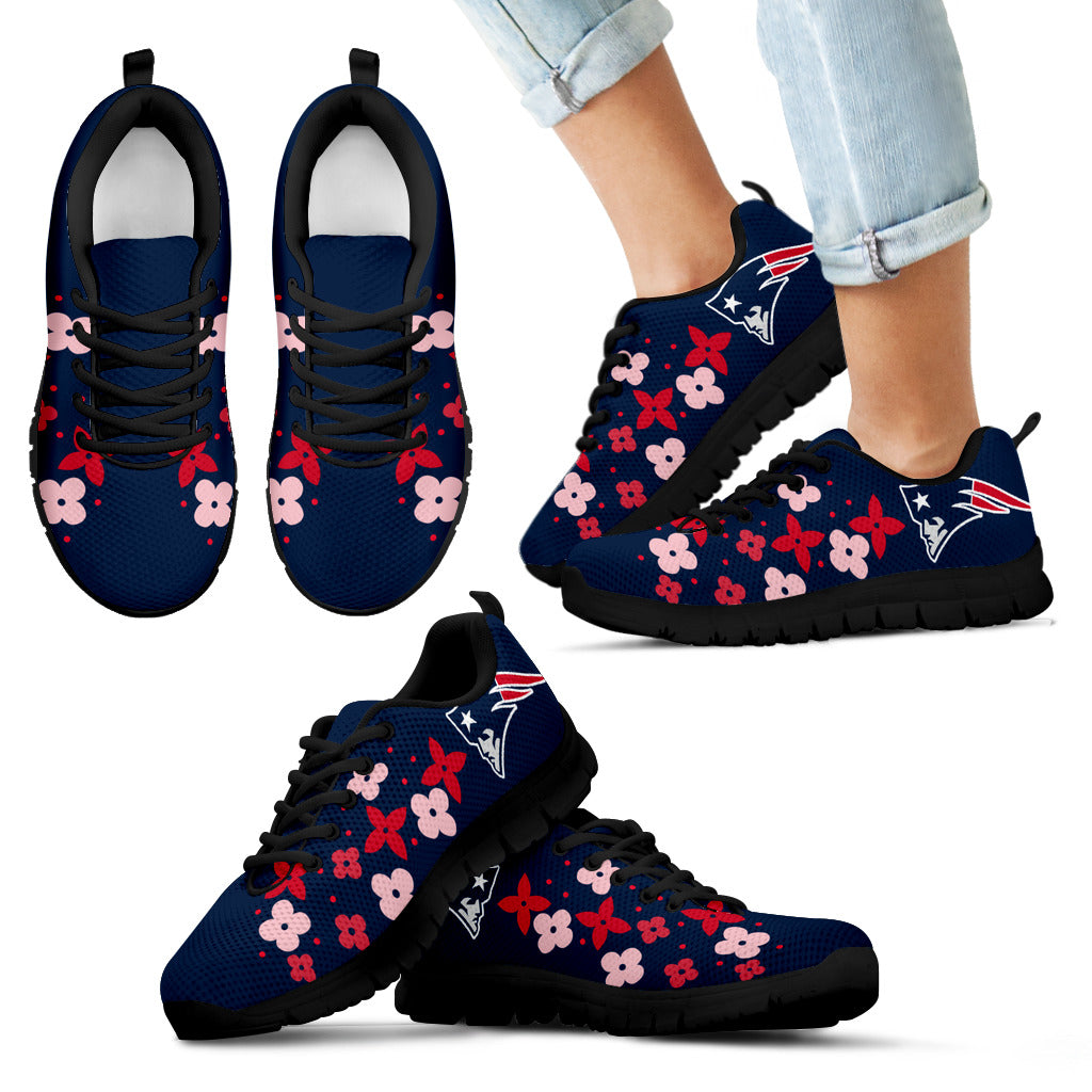Flowers Pattern New England Patriots Sneakers