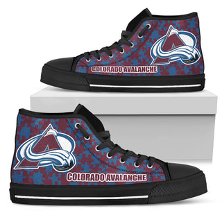 Puzzle Logo With Colorado Avalanche High Top Shoes