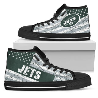 America Flag Italic Vintage Style New York Jets High Top Shoes
