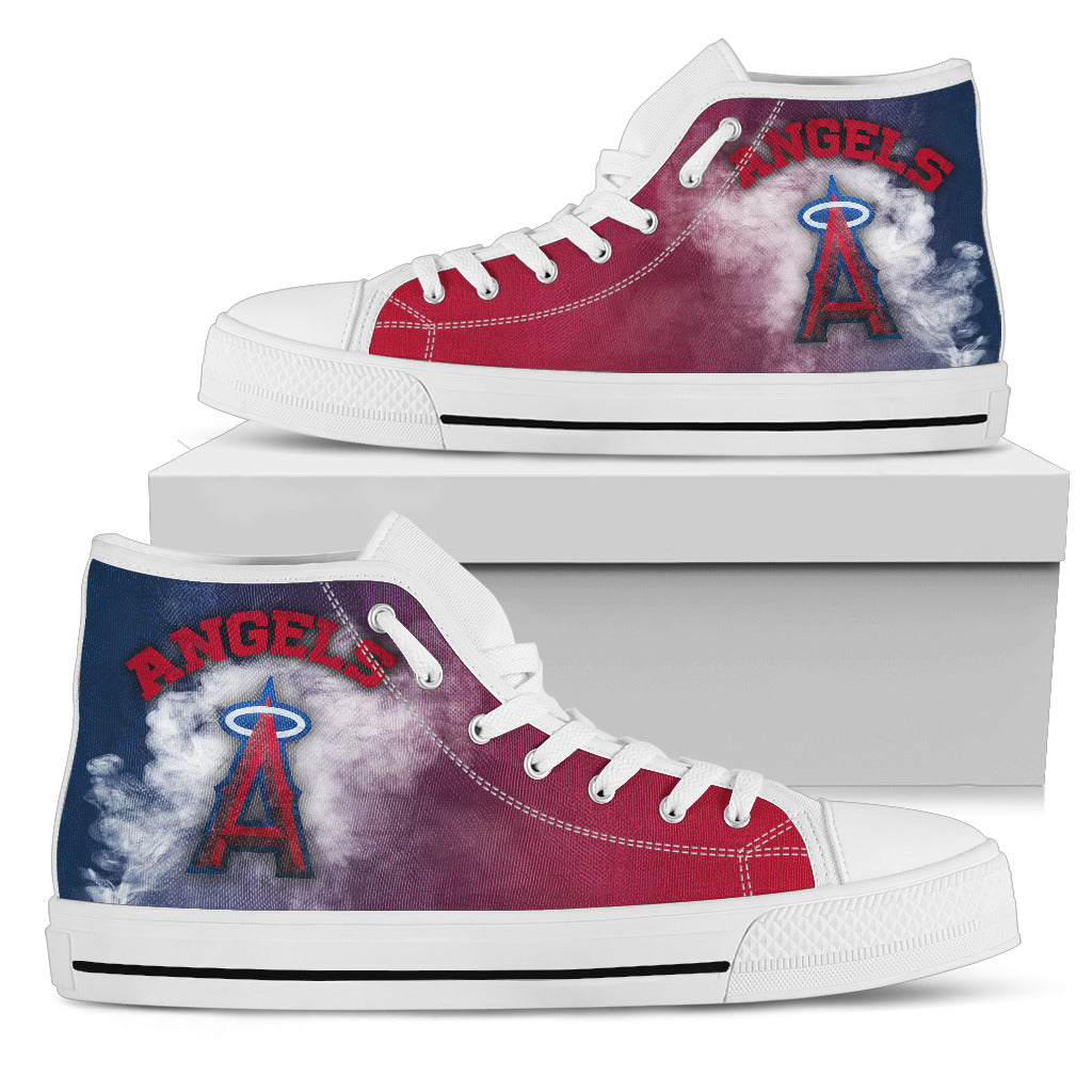 White Smoke Vintage Los Angeles Angels High Top Shoes