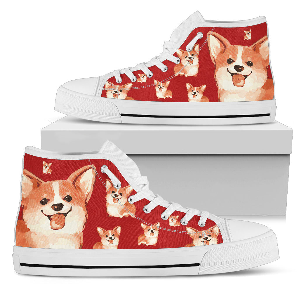 Shop Corgi Dog High Top Shoes Corgi Face Pattern – Best
