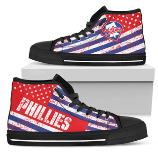 America Flag Italic Vintage Style Philadelphia Phillies High Top Shoes