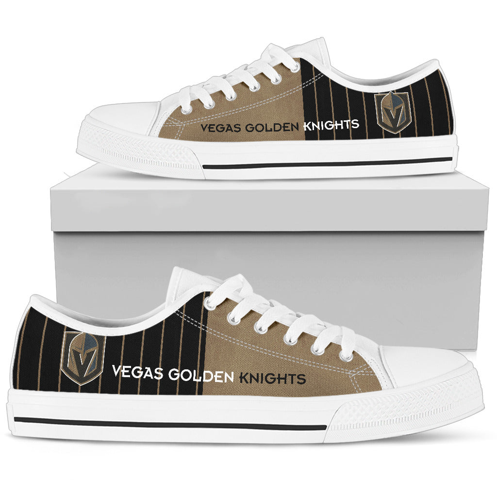 Simple Design Vertical Stripes Vegas Golden Knights Low Top Shoes