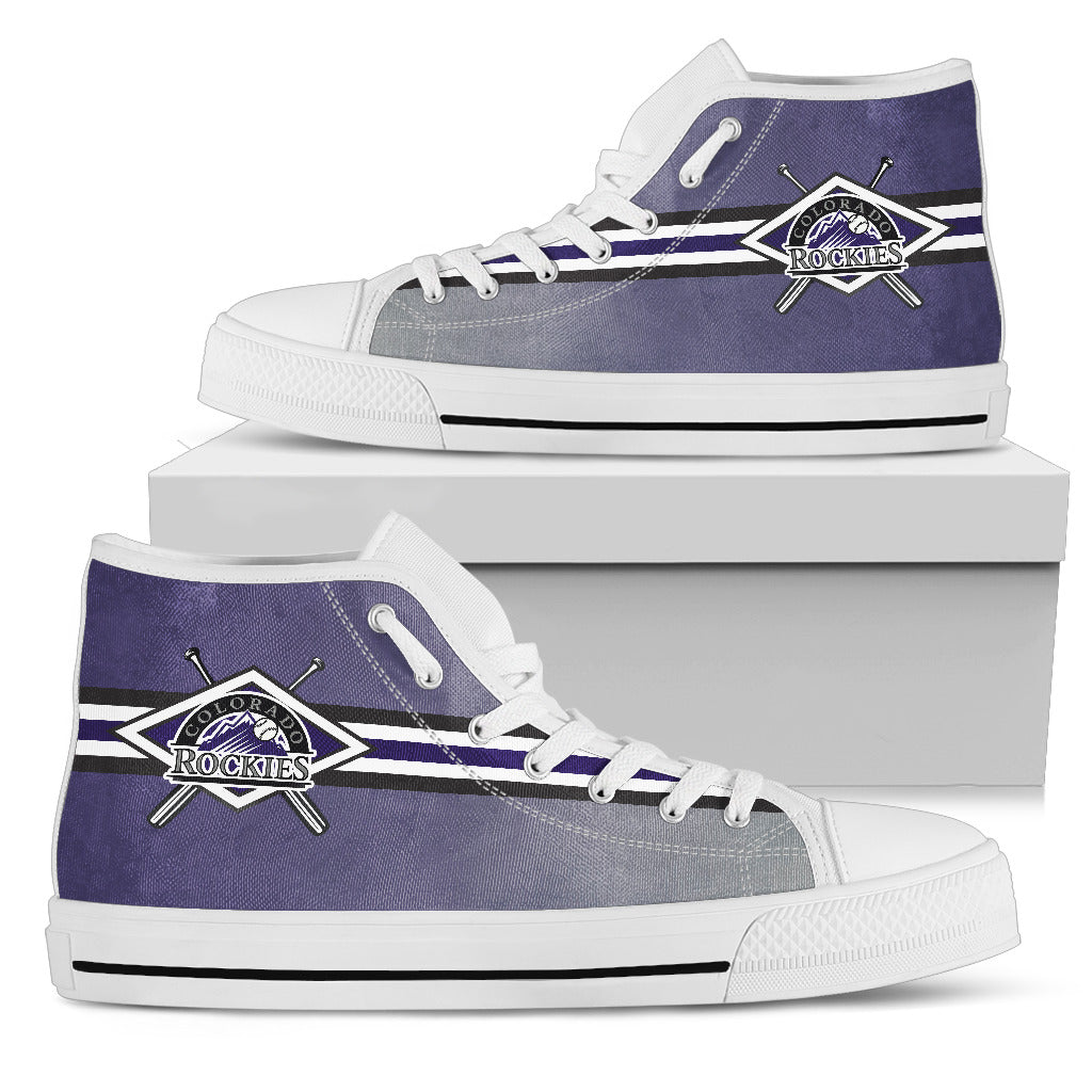 Double Stick Check Colorado Rockies High Top Shoes