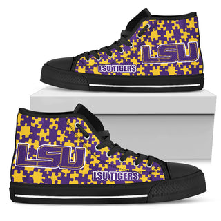 Puzzle Logo With LSU Tigers High Top Shoes