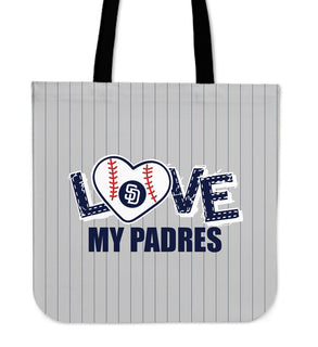 Love My San Diego Padres Vertical Stripes Pattern Tote Bags