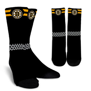 Round Striped Fascinating Sport Boston Bruins Crew Socks