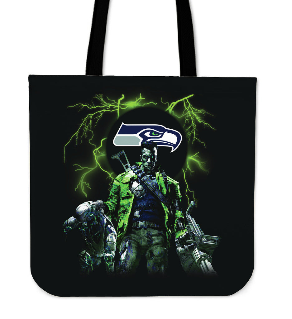 Seattle Seahawks Guns Tote Bag - Best Funny Store