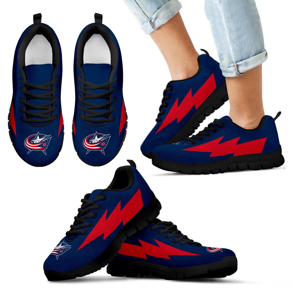 Lovely Columbus Blue Jackets Sneakers Thunder Lightning Amazing Logo