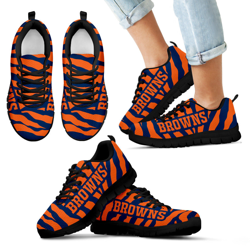 Tiger Skin Stripes Pattern Print Denver Broncos Sneakers