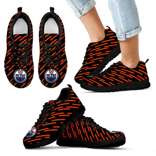 Marvelous Striped Stunning Logo Edmonton Oilers Sneakers