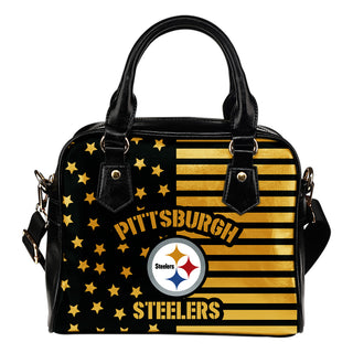 Twinkle Star With Line Pittsburgh Steelers Shoulder Handbags