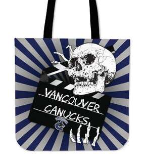 Clapper Film Skull Vancouver Canucks Tote Bags