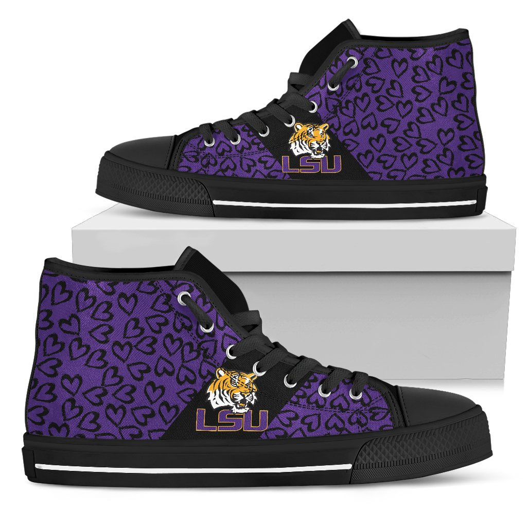 Perfect Cross Color Absolutely Nice LSU Tigers High Top Shoes