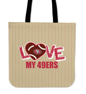 Love My San Francisco 49ers Vertical Stripes Pattern Tote Bags