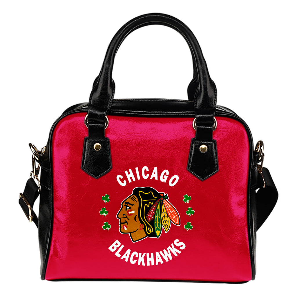 Central Beautiful Logo Circle Lucky Leaf Chicago Blackhawks Shoulder Handbags