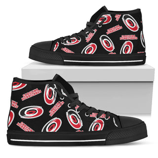 Script Logo Pattern Carolina Hurricanes High Top Shoes