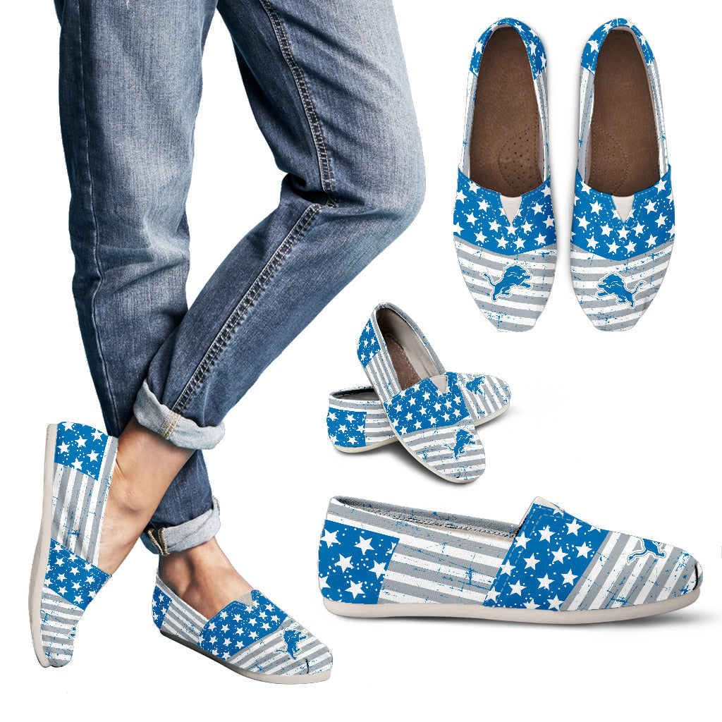 Star Stripers America Flag Detroit Lions Women Casual Shoes