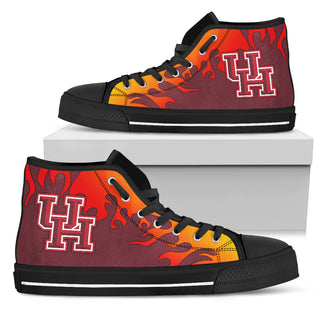 Fire Burning Fierce Strong Logo Houston Cougars High Top Shoes