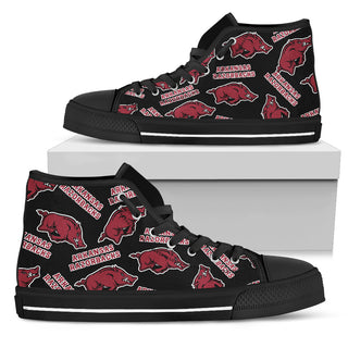 Script Logo Pattern Arkansas Razorbacks High Top Shoes