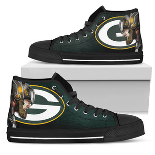 Thor Head Beside Green Bay Packers High Top Shoes