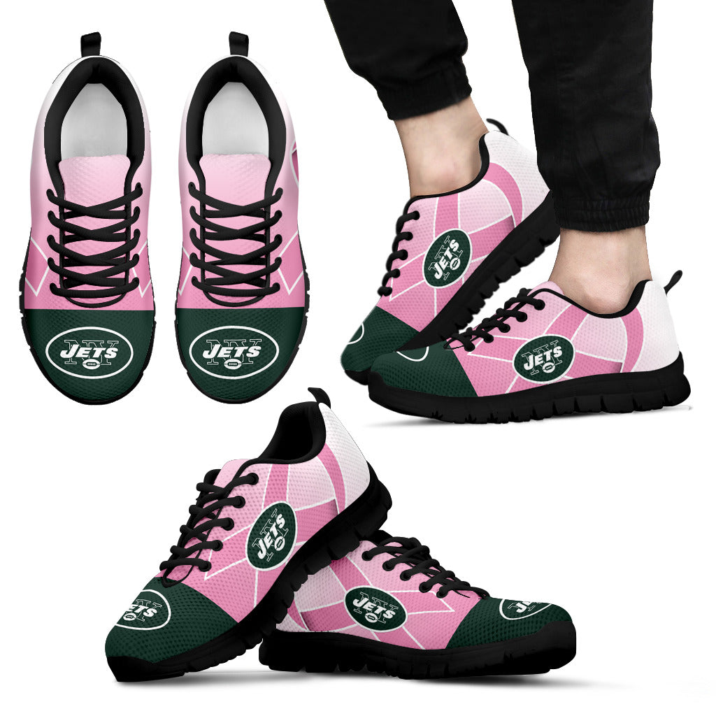 New York Jets Cancer Pink Ribbon Sneakers