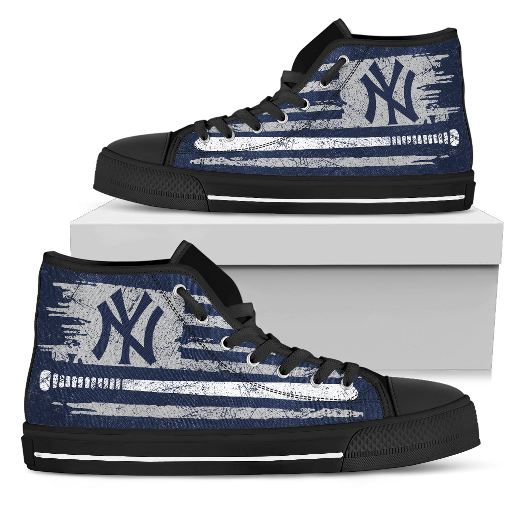 American Flag Vintage Baseball New York Yankees High Top Shoes