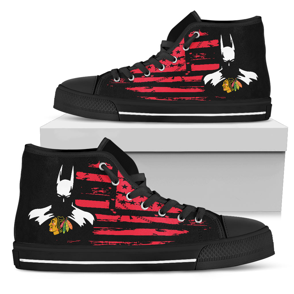 Batman Style Big Chicago Blackhawks High Top Shoes