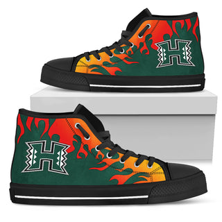 Fire Burning Fierce Strong Logo Hawaii Rainbow Warriors High Top Shoes