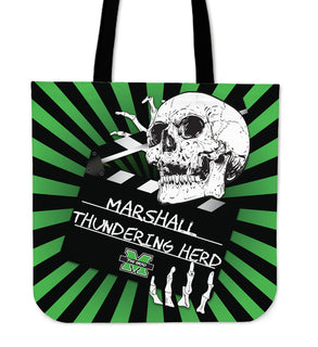 Clapper Film Skull Marshall Thundering Herd Tote Bags