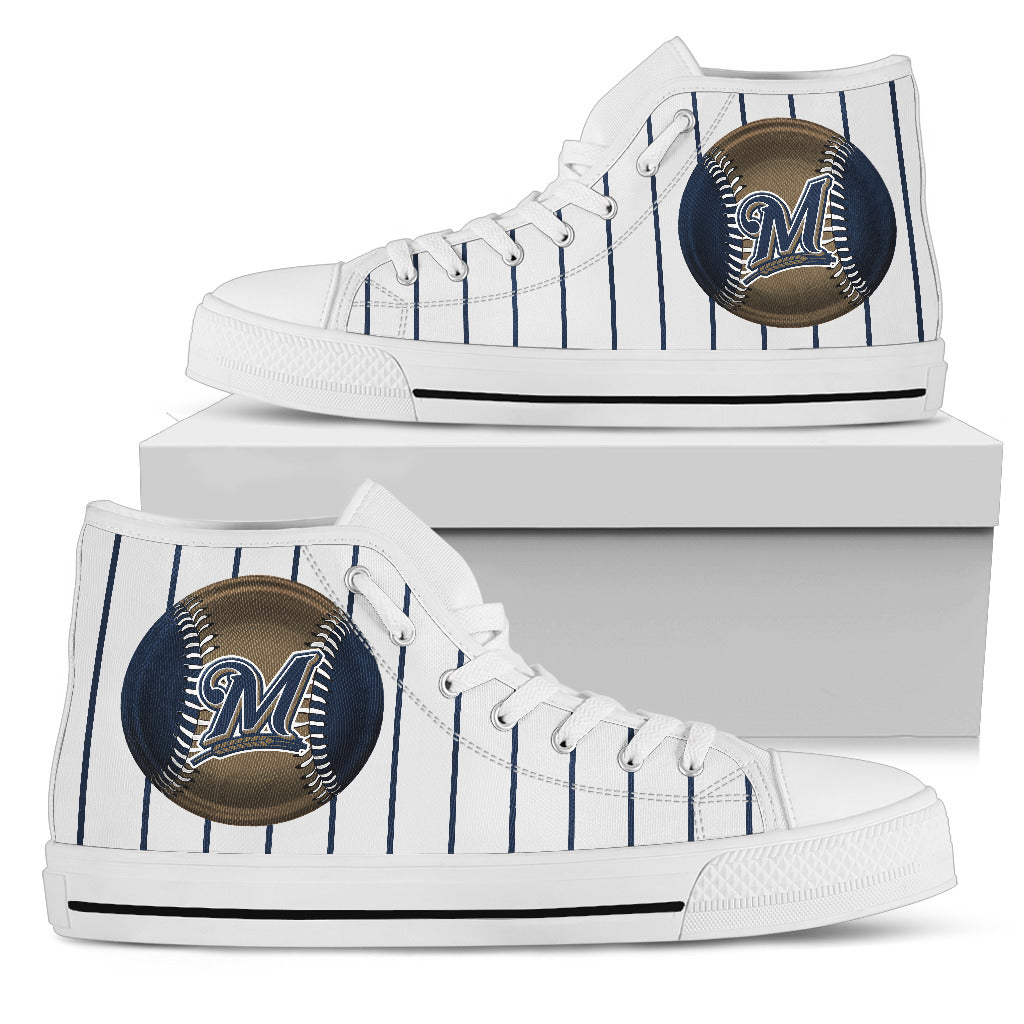 Straight Line With Deep Circle Milwaukee Brewers High Top Shoes