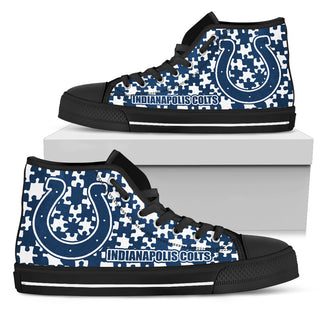 Puzzle Logo With Indianapolis Colts High Top Shoes