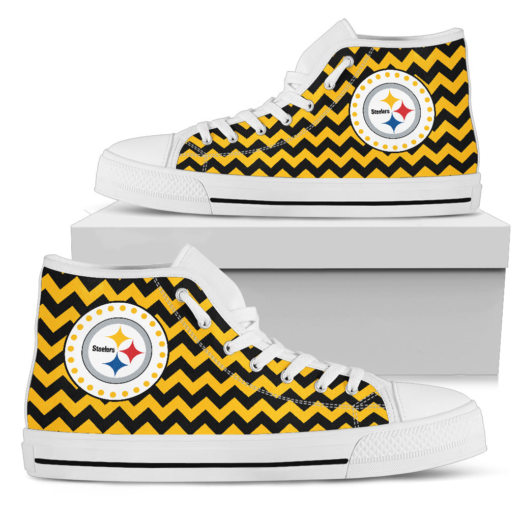 Chevron Broncos Pittsburgh Steelers High Top Shoes