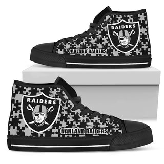 Puzzle Logo With Oakland Raiders High Top Shoes
