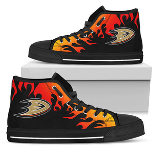 Fire Burning Fierce Strong Logo Anaheim Ducks High Top Shoes