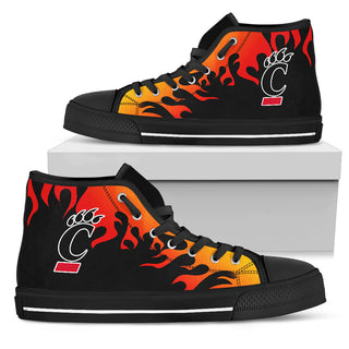 Fire Burning Fierce Strong Logo Cincinnati Bearcats High Top Shoes