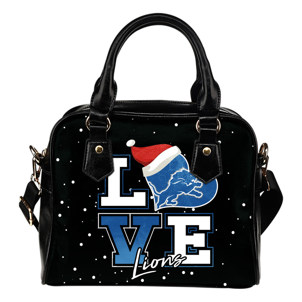 Love Word Christmas Sweet Detroit Lions Shoulder Handbags