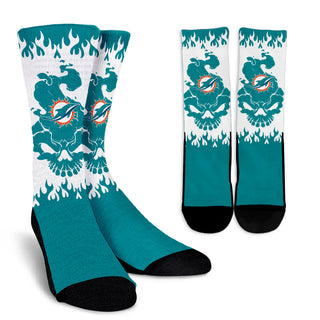 Miami Dolphins Colorful Skull Socks