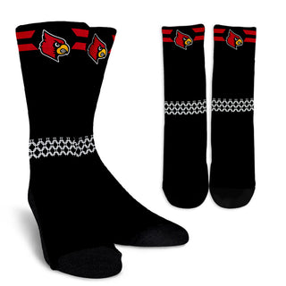 Round Striped Fascinating Sport Louisville Cardinals Crew Socks