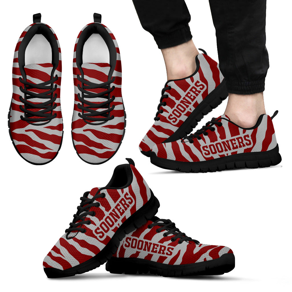 Tiger Skin Stripes Pattern Print Oklahoma Sooners Sneakers